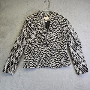 Covington Blazer Women's Large Black Beige Dark Academia Business Career‎ Office